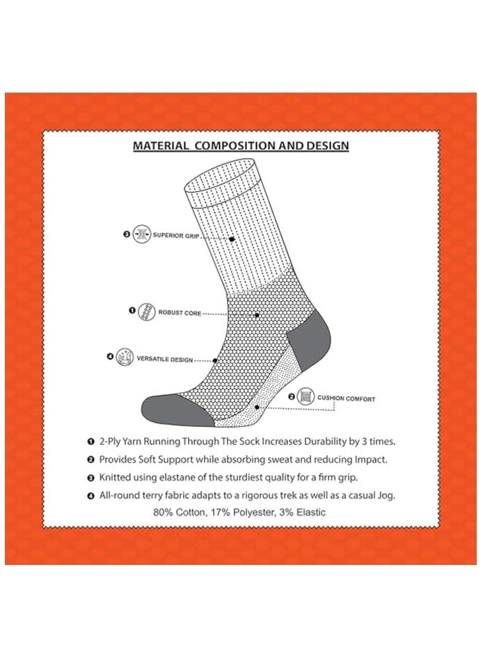 Ranger Ranger Sport Men's Heavy Duty Cotton Crew Athletic Socks (EU 39-45, US 7-12, Multicolored)- Pack of 3  - Image 2