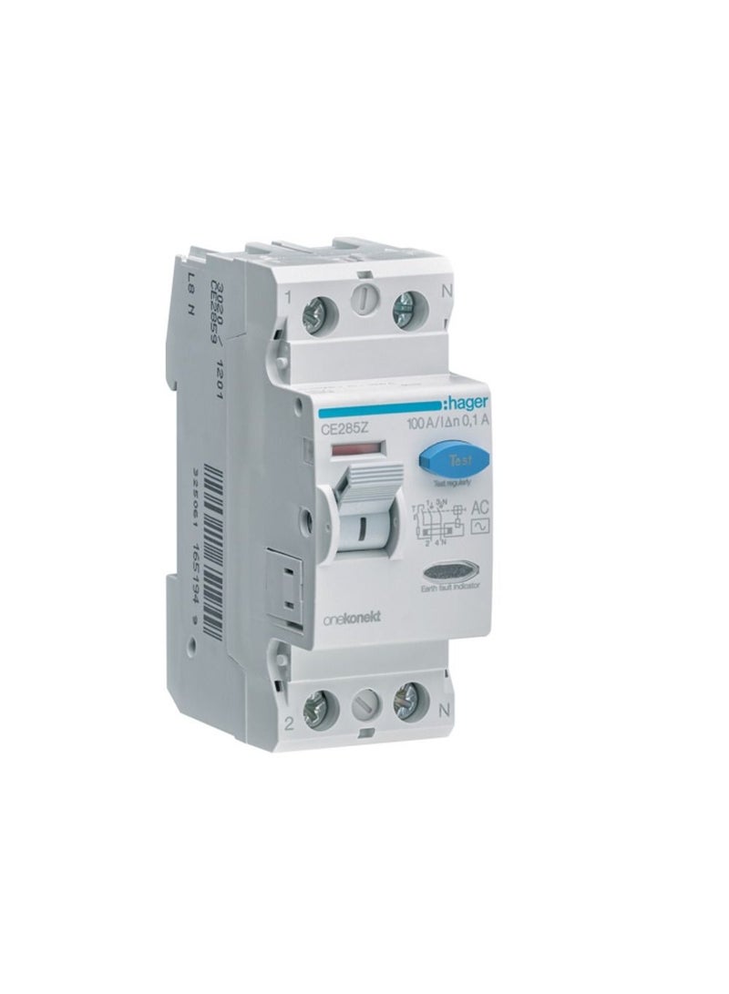 Hager Hager Earth Leakage Circuit Breaker 100A 2P 100MA ELCB CE285Z *Onekonekt* 