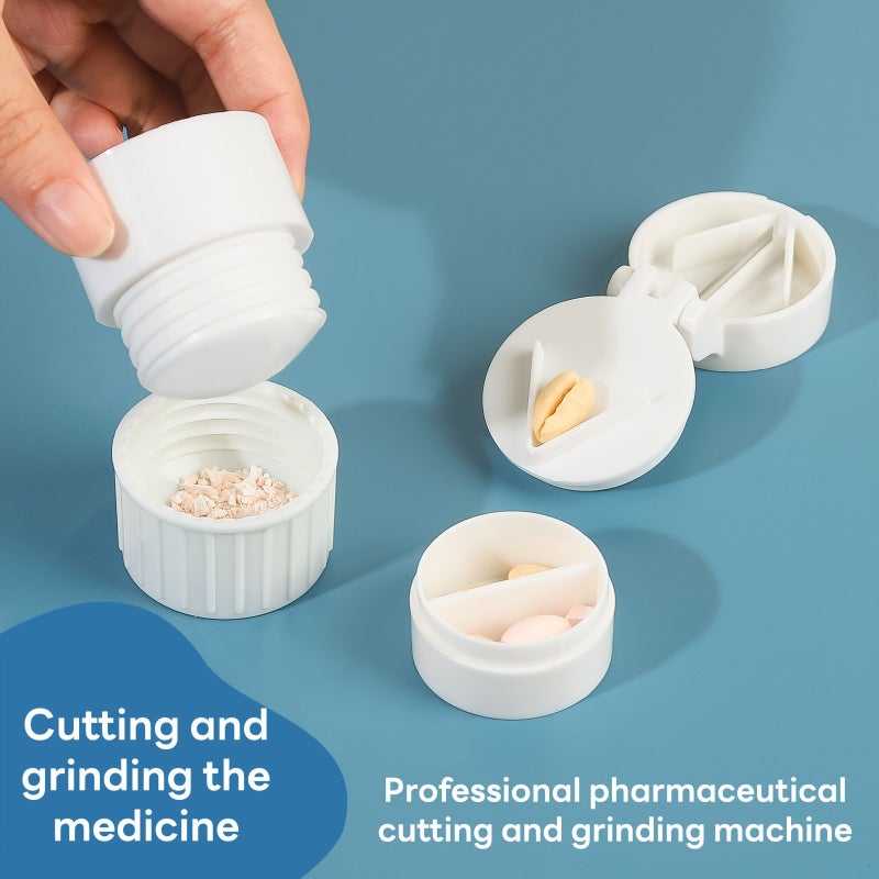 Blue 4 In 1 Pill Grinder and Cutter Set Portable Mini Crusher Separator Box - Image 3