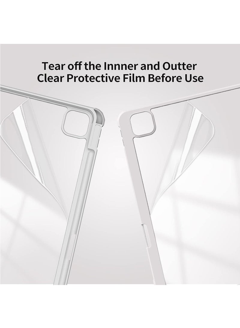 Rock Pow Case Cover For Apple iPad Pro 11 inch (2022/2021/2020/2018) Generation with Pencil Holder, [Support Apple Pencil Charging and Touch ID], Clear Transparent Case with Auto Wake/Sleep - Image 5