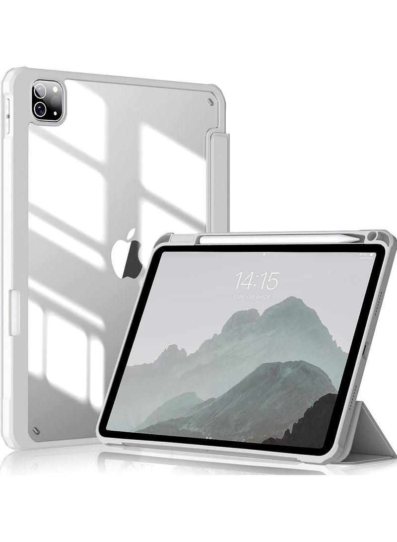 Rock Pow Case Cover For Apple iPad Pro 11 inch (2022/2021/2020/2018) Generation with Pencil Holder, [Support Apple Pencil Charging and Touch ID], Clear Transparent Case with Auto Wake/Sleep - Image 1