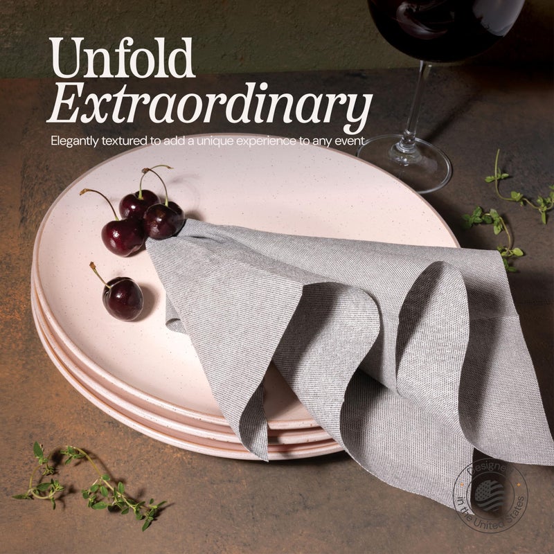 NAPEREE Disposable Cloth-Like Paper Napkins  50 Pack 12"" x 17"" Linen-Feel Black Dinner Napkins For Wedding  Party  Kitchen Or Bathroom - Image 4