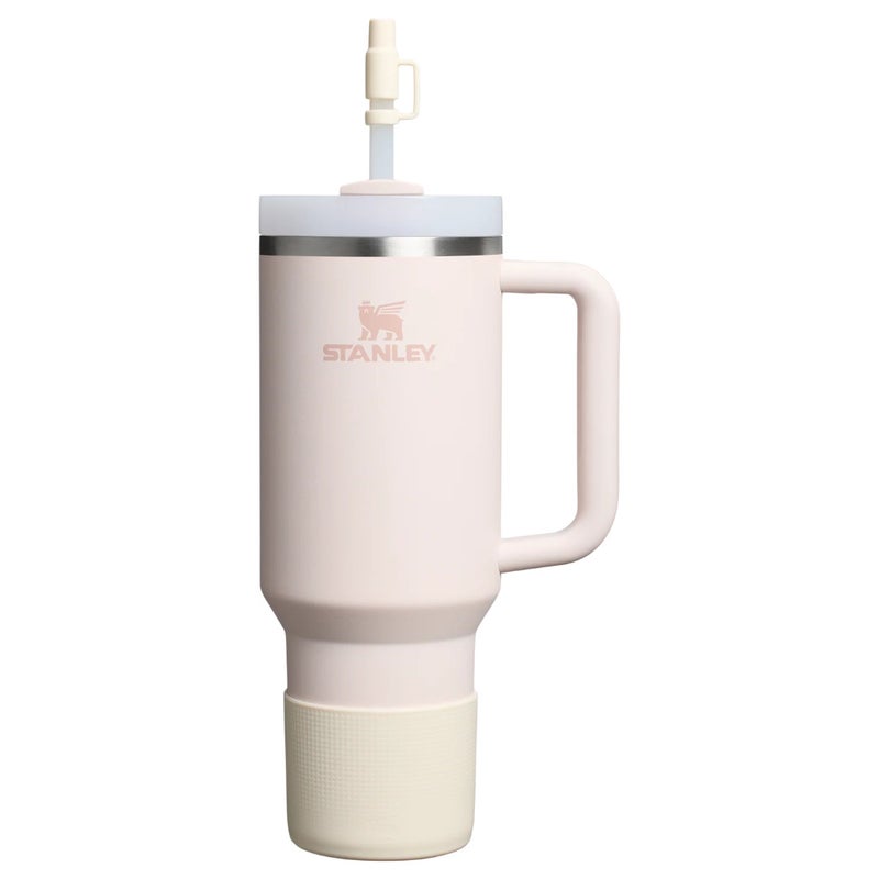 Stanley 40oz Stanley Quencher Boot + Straw Topper Silicone Protective Sleeve & Straw Cover – Cream - Image 2
