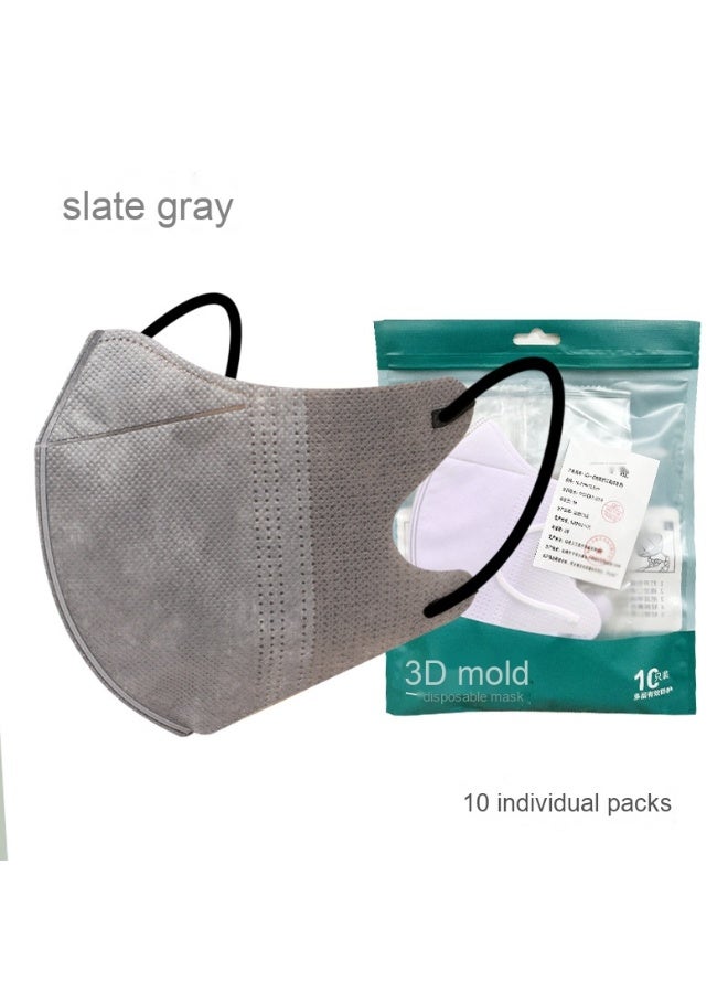 10 PCS 3D Disposable Adult Face Masks, 3-Layer Meltblown Filter Masks with Elastic Earloops
