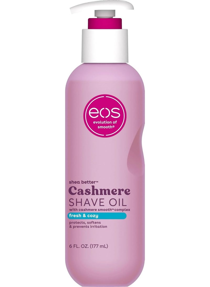 إي أو اس زيت حلاقة eos Cashmere، منعش ومريح، مرطب وملطف، يمنع تهيج البشرة وحروق الحلاقة، معتمد لمنطقة البكيني، للعناية بالجسم، 6 أونصة سائلة - Image 1