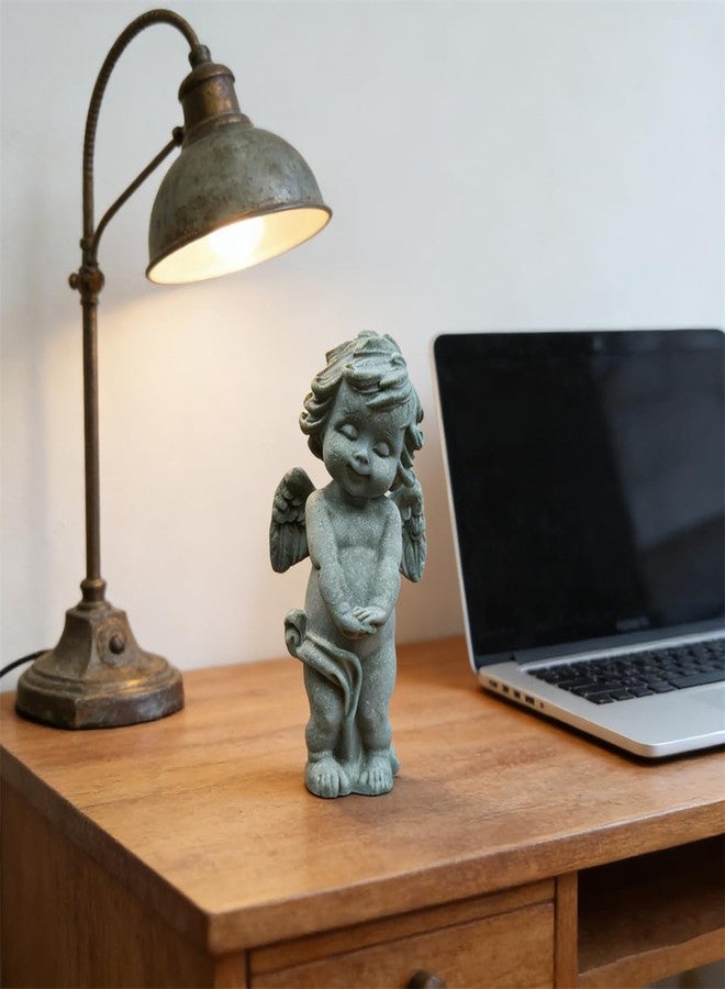 livelyfish Guardian Angel Statue Little Praying Cherub Figurine Sandstone Wings Angel Sculpture for Aquarium Home Fish Tank Garden Decor (D) - Image 3