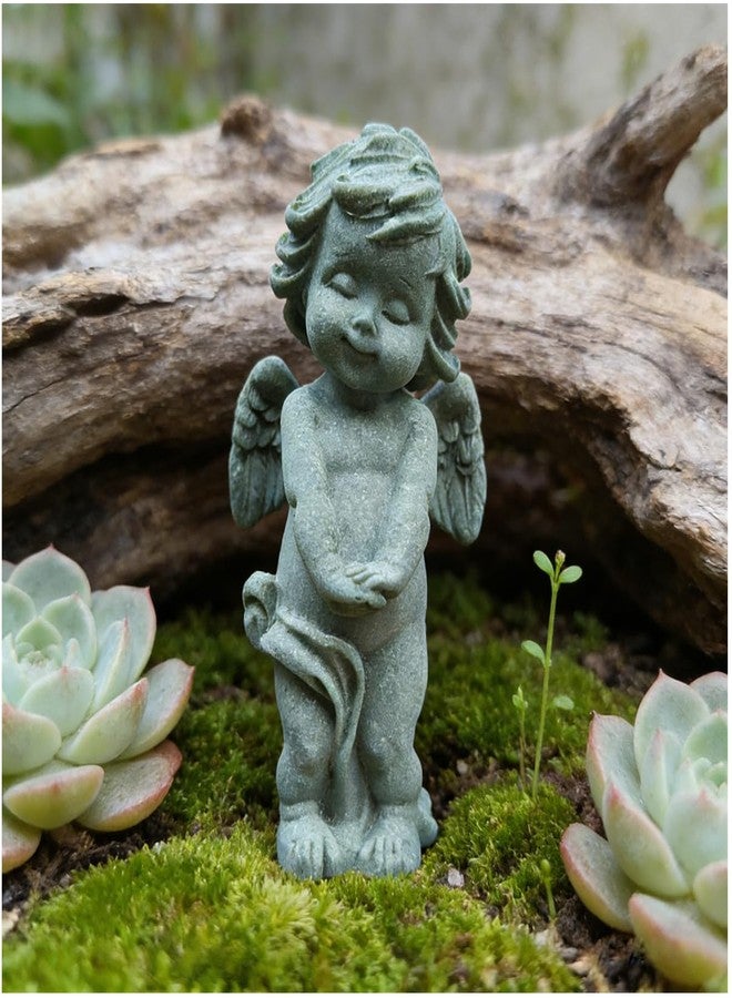 livelyfish Guardian Angel Statue Little Praying Cherub Figurine Sandstone Wings Angel Sculpture for Aquarium Home Fish Tank Garden Decor (D) - Image 1