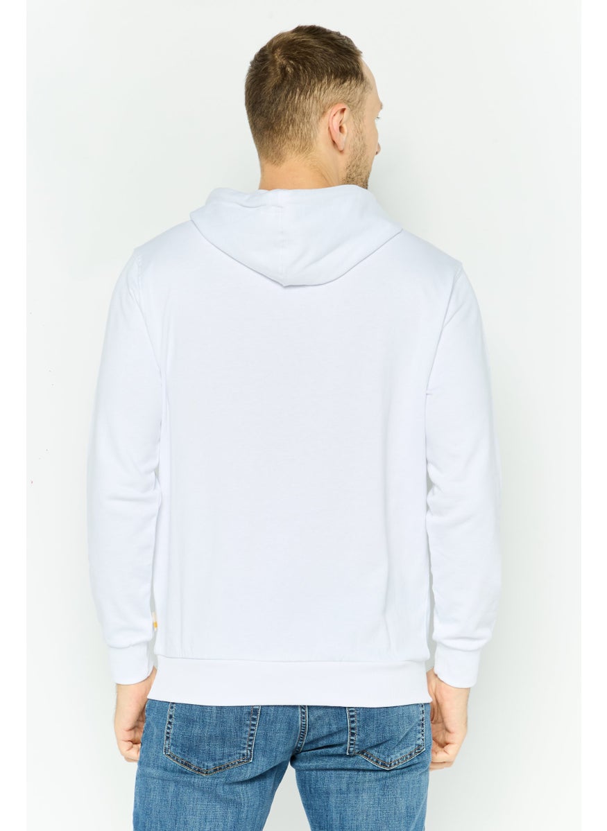 Gazzarrini Men Hooded Long Sleeve Brand Logo Sweatshirt, White  - Image 4