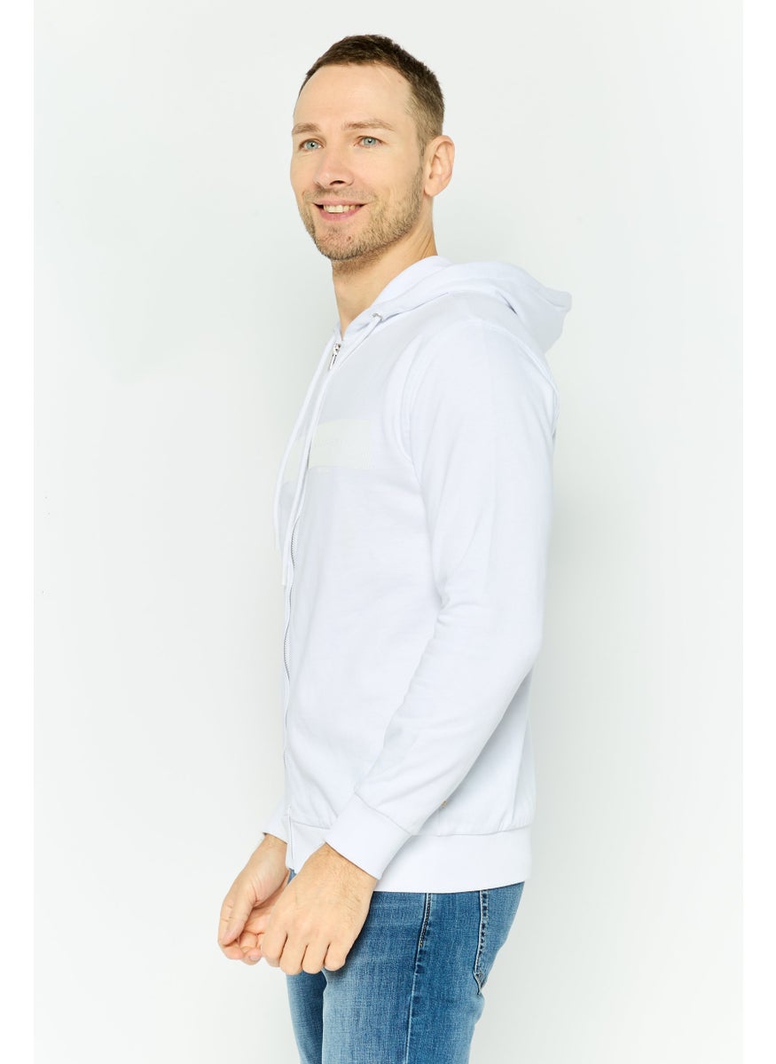 Gazzarrini Men Hooded Long Sleeve Brand Logo Sweatshirt, White  - Image 2