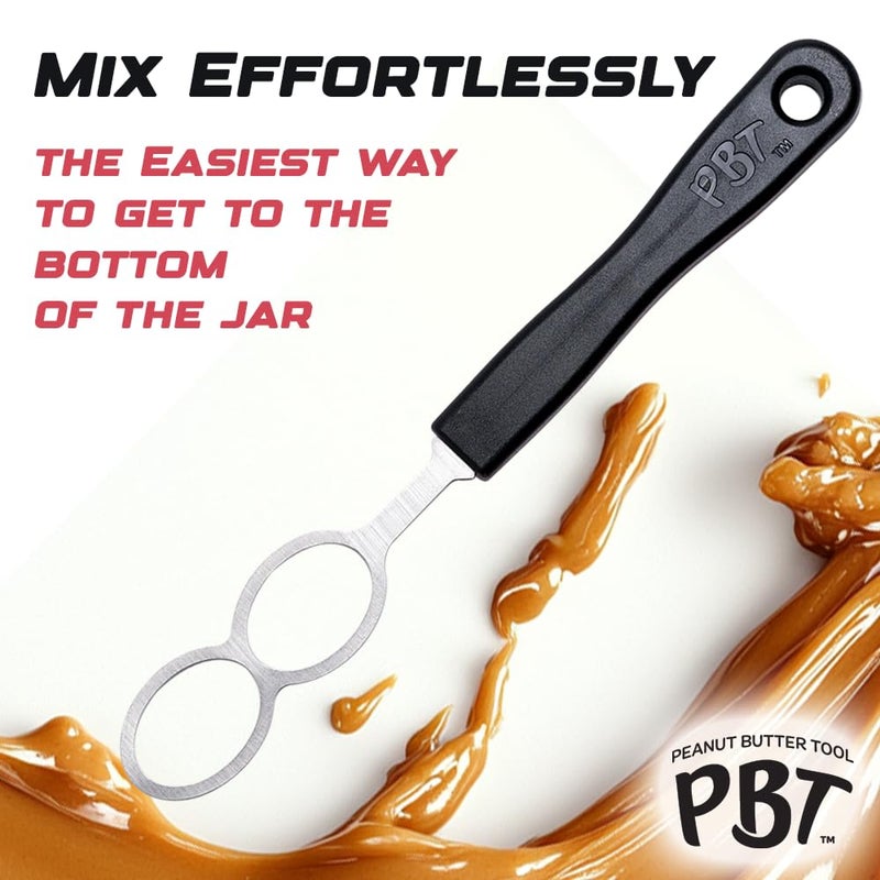 PBT - Peanut Butter Mixer, Stainless Steel Stirring Tool for Natural Peanut Butter, Dough, Yogurt, Sauces, and More - Fits Any Container Size, Less Mess, Dishwasher Safe (BLACK) - Image 4