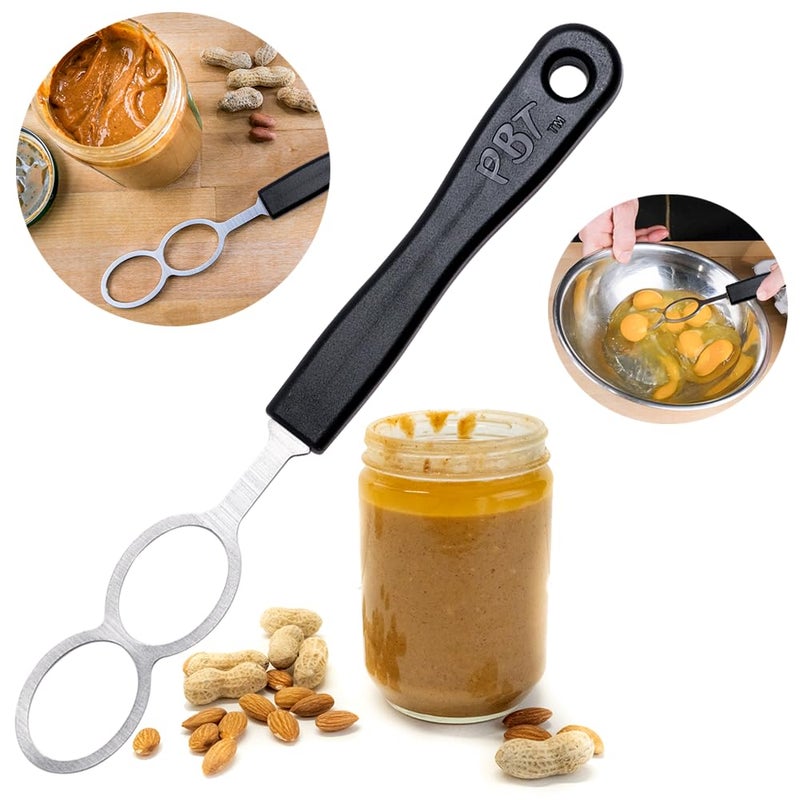PBT - Peanut Butter Mixer, Stainless Steel Stirring Tool for Natural Peanut Butter, Dough, Yogurt, Sauces, and More - Fits Any Container Size, Less Mess, Dishwasher Safe (BLACK) - Image 1