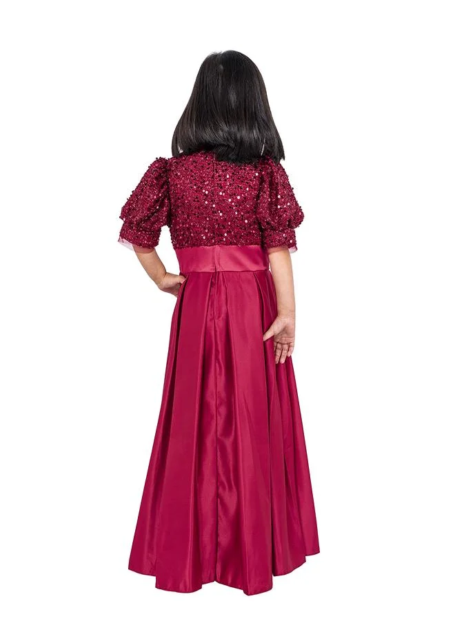 babyqlo Beaded Top Party Gowns with Bow Detail