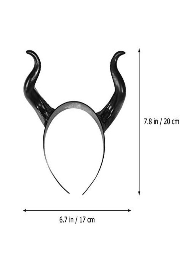Leorx Devil Horn Headband Black Cosplay Horn Hair Hoop Halloween Dress Up Party Hair Accessories  - Image 4