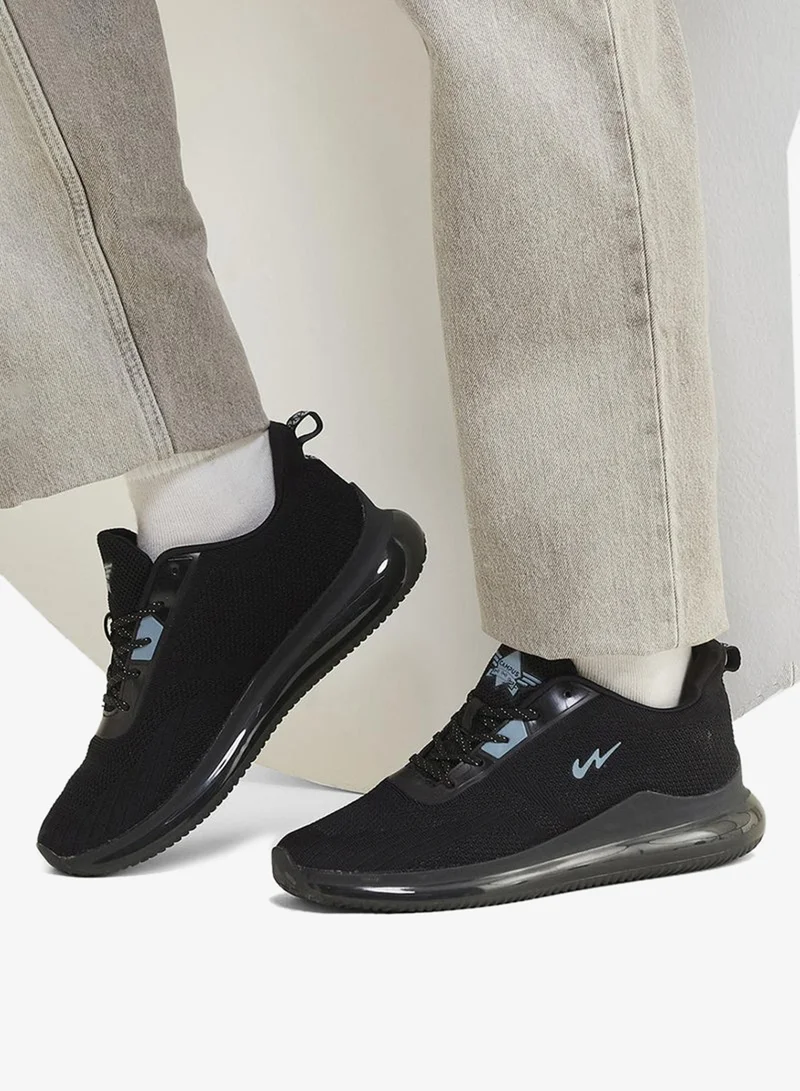 Men's Black Classic Low-Top Sneakers, Bold Lace-Up Style Shoes, Comfortable Casual Footwear