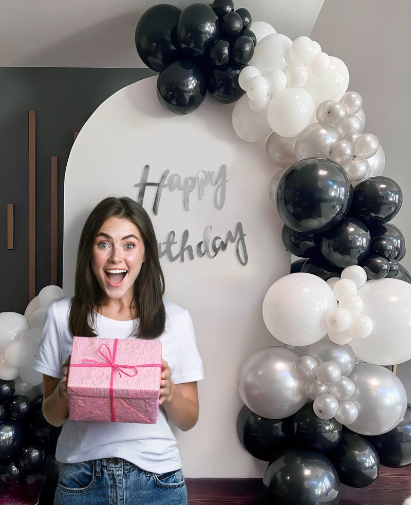 SpecialYou.in Black And White Theme Birthday Decoration Items Kit For Men With Silver Cursive Hbd Banner, Black,Metallic Silver And White Birthday Balloons And Party Decor- Set Of 58 Items - Image 4