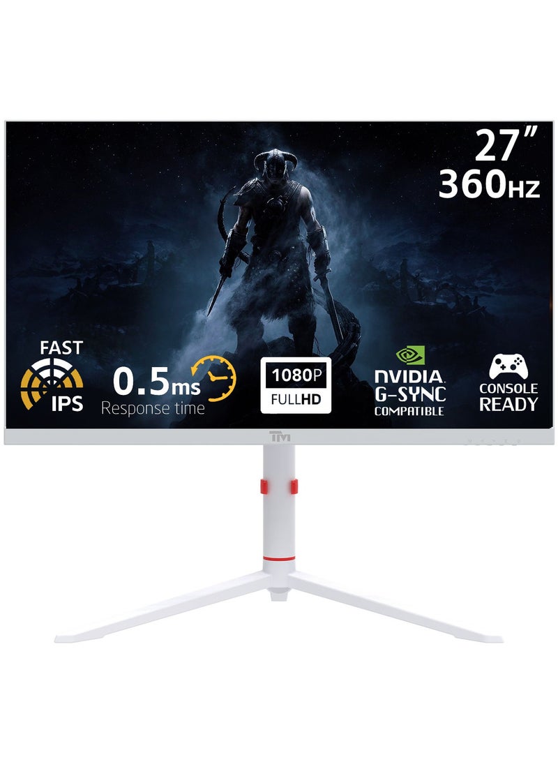 TWISTED MINDS TMA27FHD360IPS 27" FHD Gaming Monitor, 360Hz Fast IPS Panel, 0.5ms Response, HDR400 Ready, FreeSync, HDMI 2.1 & DP 1.4, Ambilight RGB, Adjustable Stand, Xbox Series X|S & PS5 Compatible White - Image 1