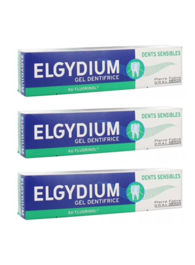 Elgydium Sensitive Fluorinol Gel Toothpaste 75ml 3 PCS