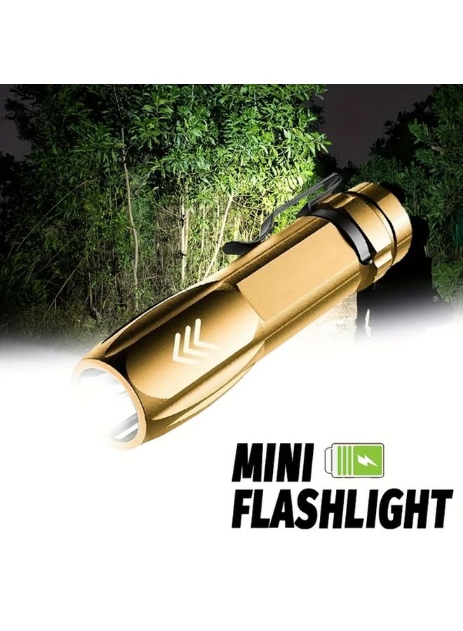 LED USB Rechargeable Aluminum Alloy Flashlight Portable Torch With Pen Clip For Camping Fishing Emergency - Image 2
