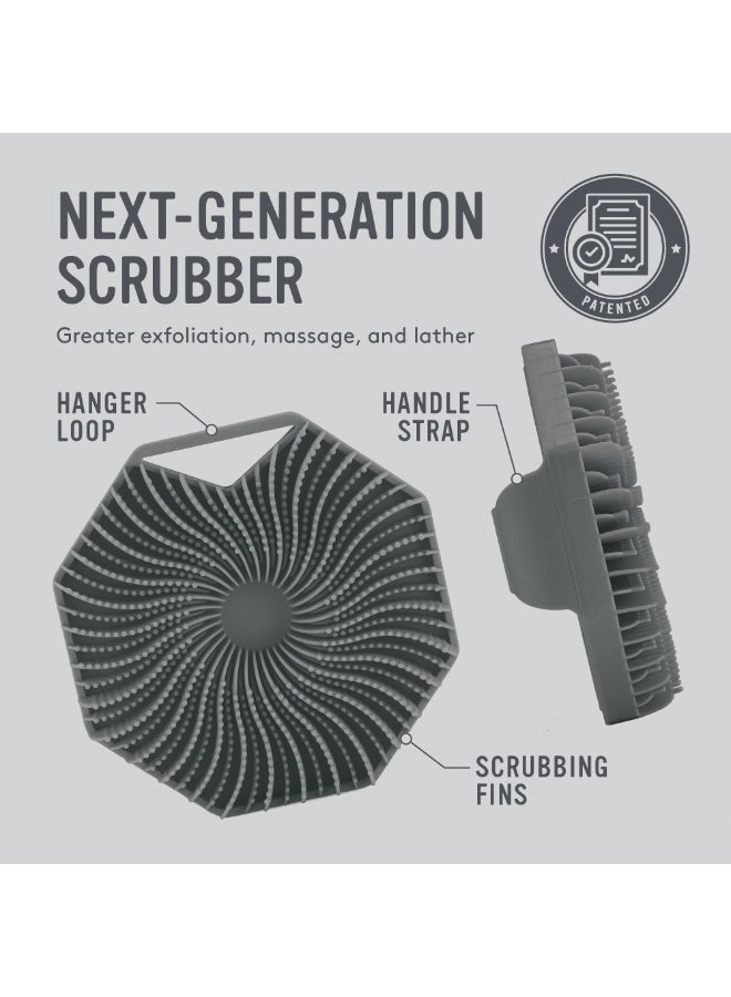 HOMESTAR Body Bath Brush, Polygon Antibacterial Silicone Body Bath Brush - Eco-Friendly Fins Design Shower Brush With Soft Silicone Bristles For Deep Cleansing, Gentle Massage and Exfoliation, Bathroom Accessory, Rich Lathering, Suitable For Sensitive Skin, Non-Slip Handle For Easy Grip, Grey - Image 5