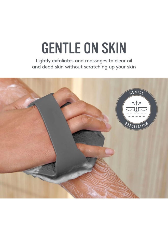 HOMESTAR Body Bath Brush, Polygon Antibacterial Silicone Body Bath Brush - Eco-Friendly Fins Design Shower Brush With Soft Silicone Bristles For Deep Cleansing, Gentle Massage and Exfoliation, Bathroom Accessory, Rich Lathering, Suitable For Sensitive Skin, Non-Slip Handle For Easy Grip, Grey - Image 3