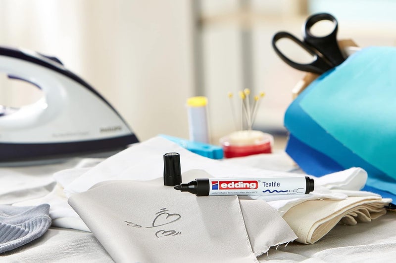 Edding 2-3 mm Round Tip Textile Marker - Black for Fabric Design - Image 2