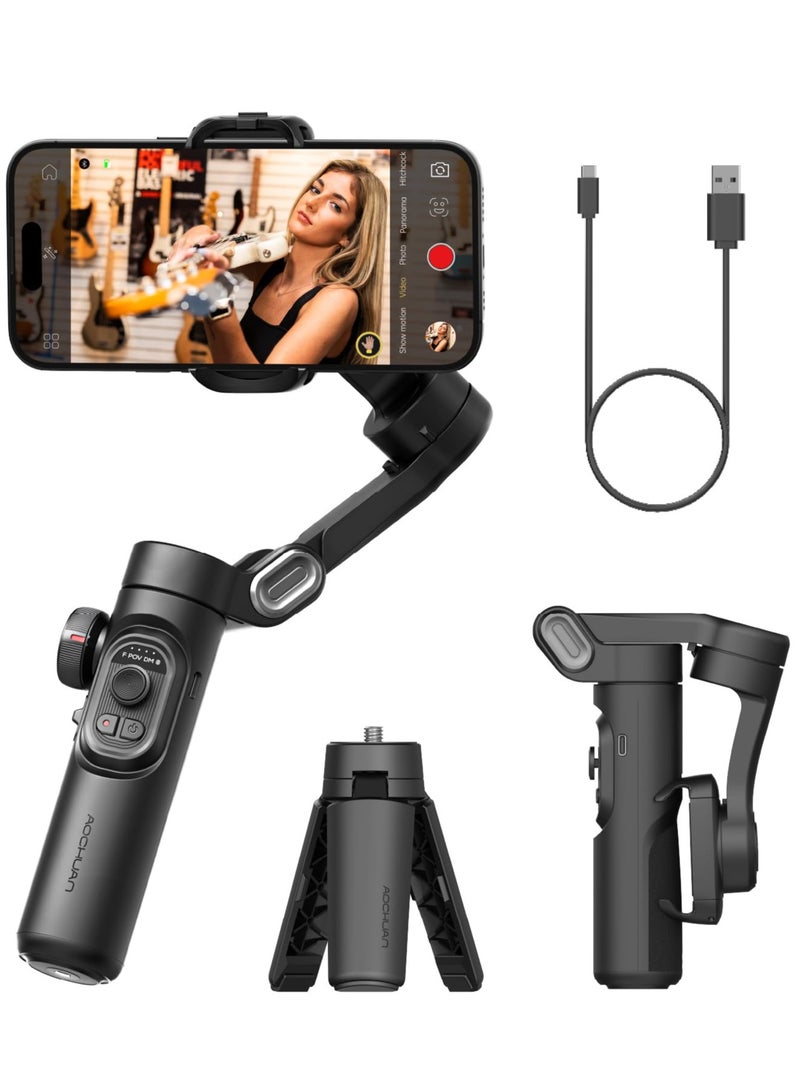 اوتشوان مثبت ثلاثي المحاور للهواتف الذكية مع مستشعر تتبع الذكاء الاصطناعي، مثبت آيفون مع عجلة تركيز ومضاد للاهتزاز 7.0 لتسجيل الفيديو - Smart AI XE - Image 1