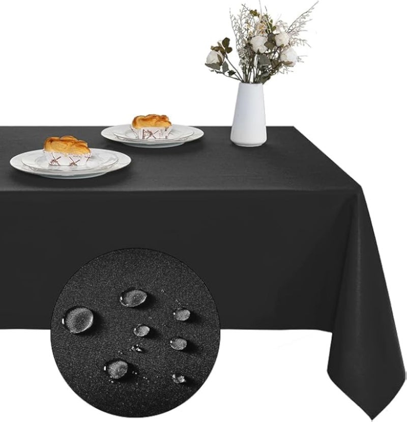 مفرش طاولة XWZO مستطيل الشكل، غطاء طاولة سادة، مقاوم للماء، سهل التنظيف، مناسب للمقاهي والمطاعم والبوفيهات وحفلات الطاولات، مقاس 140×200 سم (55×78 بوصة)، لون أسود