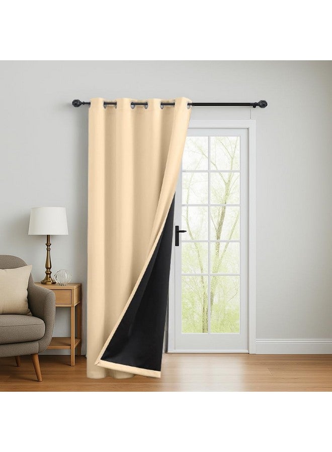 BFAM Thermal Insulated 100% Blackout Curtain with Black Liner - Double-Layer, Noise-Reducing Ring Curtain for Bedroom & Doors (Sold as 1 Panel, Beige) - Image 1