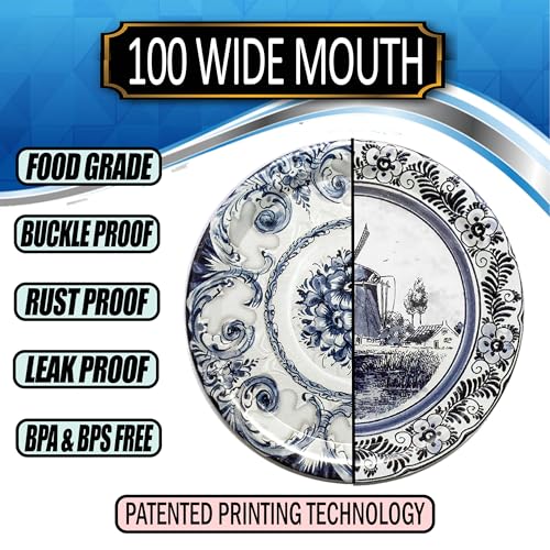 Supa Ant Wide Mouth Canning Lids (100pcs) Decorative Tin Canning Lids Wide Mouth (Vintage Plates) Buckle Proof and Rust Proof - Perfect Fit Can Lid for Mason Jars Canning Supplies - Mason Jar Lids - Image 4