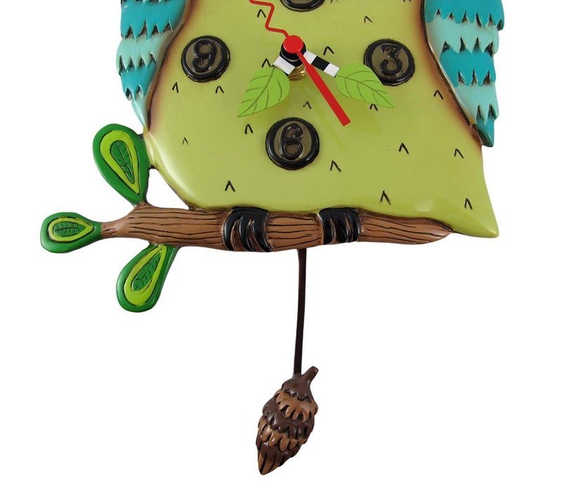Enesco Allen Studio Designs Old Blue Owl Clock - Image 4