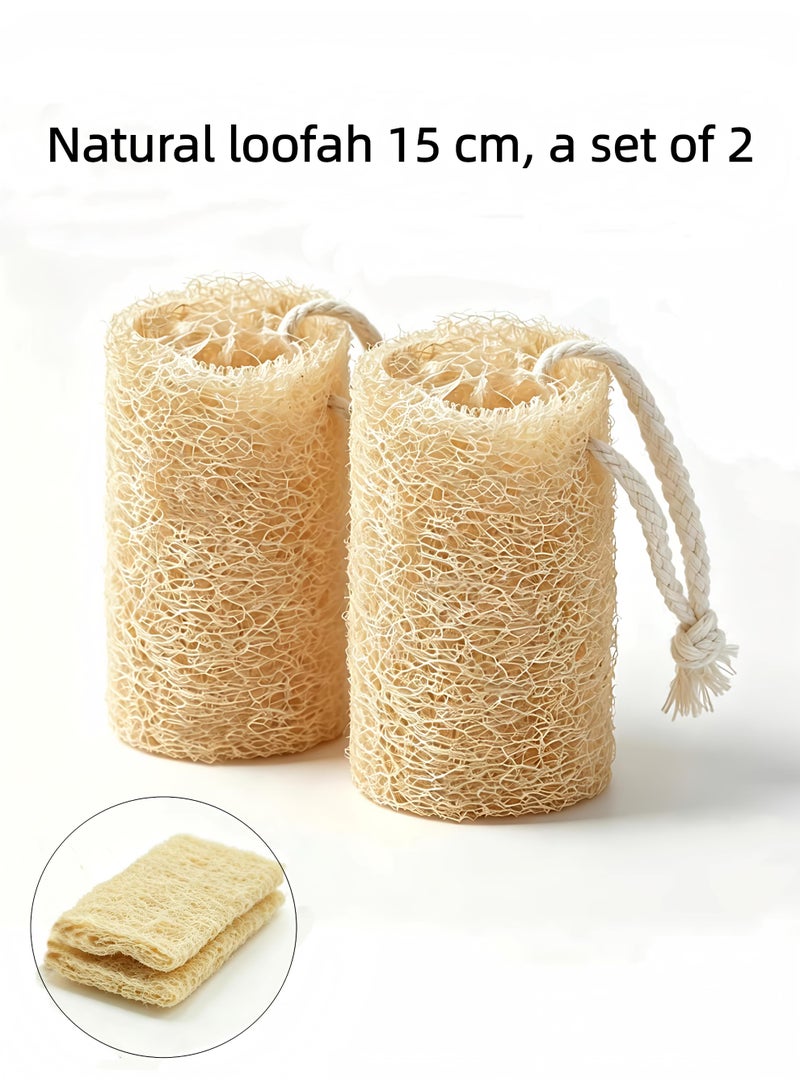 Loucky Natural Egyptian Loofah-2pcs, 100% Organic Exfoliating Loofa, Eco-Friendly Biodegradable Body Scrubber, Exfoliating Bath Sponge, Unscented No Bleach（12cm ） - Image 1