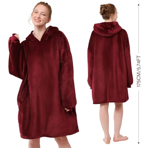 LetsFunny Blanket Hoodie,Oversized Wearable Sherpa Fleece Blanket Sweatshirt,Super Soft Warm Cozy with Giant Pocket,Gifts for Women Men Adults Teenagers Kids, One Size Fits All - Image 2