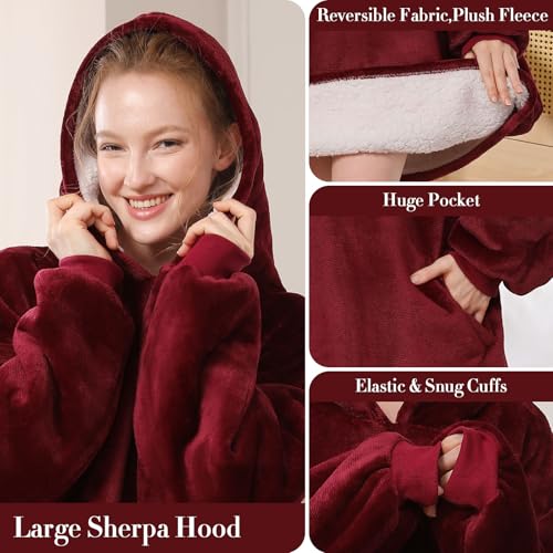 LetsFunny Blanket Hoodie,Oversized Wearable Sherpa Fleece Blanket Sweatshirt,Super Soft Warm Cozy with Giant Pocket,Gifts for Women Men Adults Teenagers Kids, One Size Fits All - Image 4