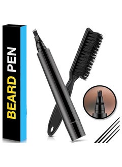 NNEWVANTE Beard Pencil Filler for Men,Beard Filling Pen Kit-WaterProof,Long Lasting Coverage & Natural Finish-Beard,Moustache & Eyebrows-Beard Dye for Men-Bristle Brush Included (Black)  - Image 1