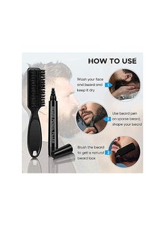 NNEWVANTE Beard Pencil Filler for Men,Beard Filling Pen Kit-WaterProof,Long Lasting Coverage & Natural Finish-Beard,Moustache & Eyebrows-Beard Dye for Men-Bristle Brush Included (Black)  - Image 4