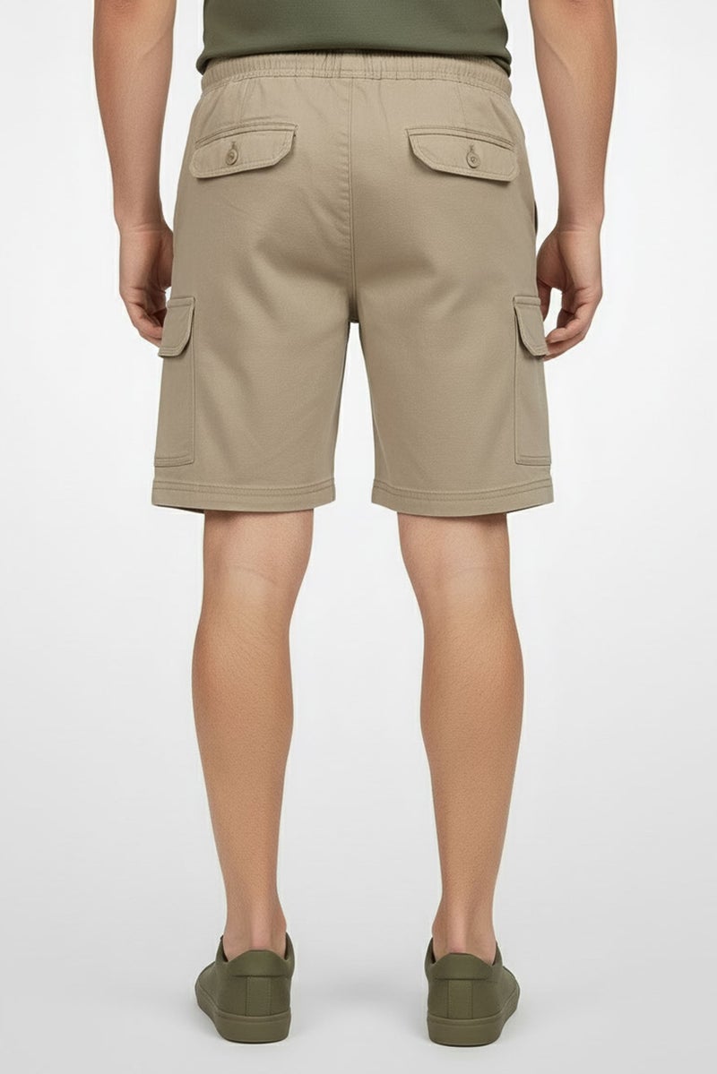 Threadbare Men Plain Cargo Shorts, Taupe - Image 4