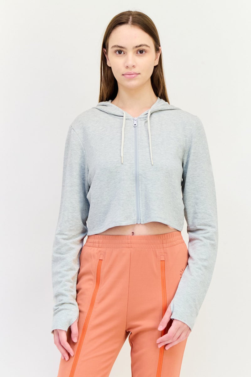 Aerie Women Long Sleeves Heather Full Zip Sweatshirt, Grey - Image 1