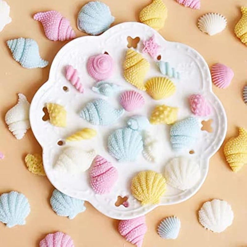 5 Pcs Seashell Starfish Silicone Mold Cake Fondant Silicone Mold Seashell Conch Baking Moldsfor DIY Cake Decoration Chocolate Candy Polymer Clay Crafting Projects - Image 3