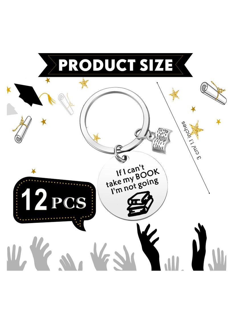 Excefore 12 Pcs Book Club Gifts Book Lovers Keychain For Novelty Gifts Nurse Graduation Gifts Reader Writers Birthday Book Jewelry Librarian Gift Reading Lover Gift, Silver  - Image 2