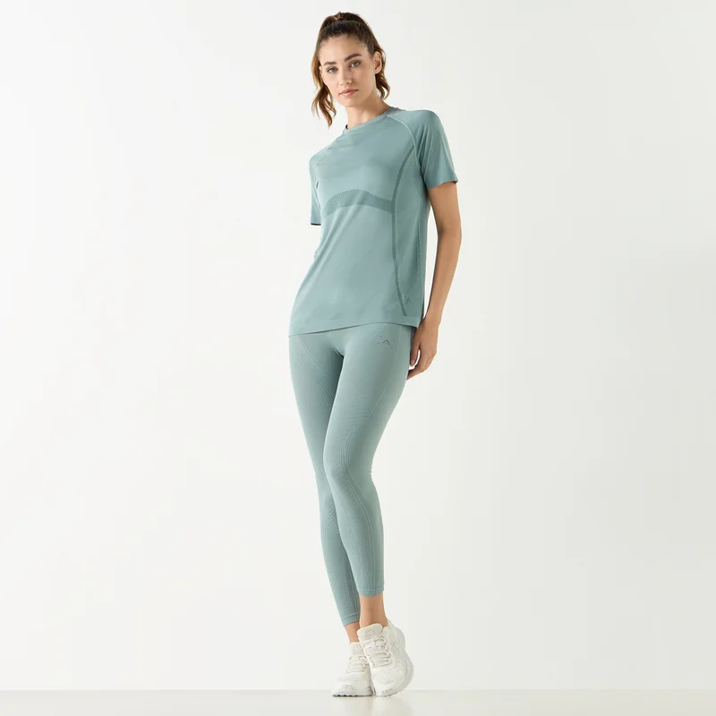 ADOT by Splash Textured Crew Neck T-shirt with Short Sleeves