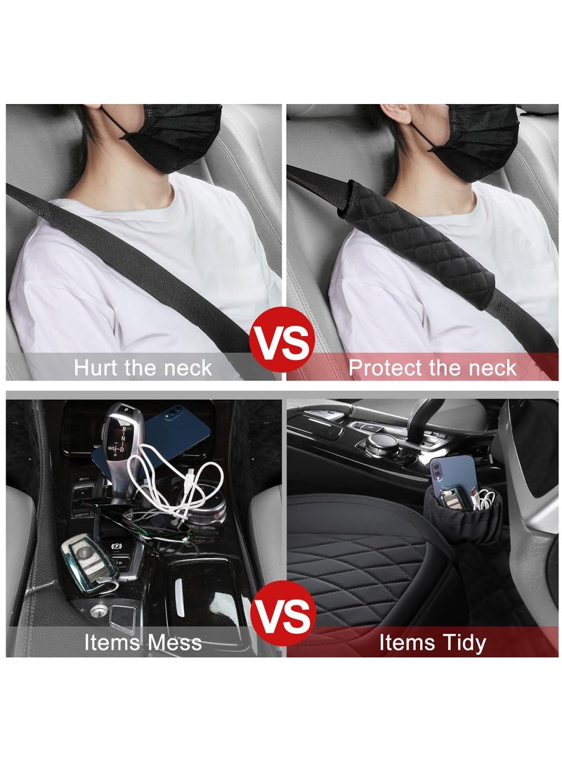 Excefore 1 Pack Leather Front Car Seat Covers, Universal Sideless Car Seat Protectors with Storage Pocket and Seat Belt Pads, Waterproof Automotive Seat Cover for Cars Trucks SUV, Black - Image 5
