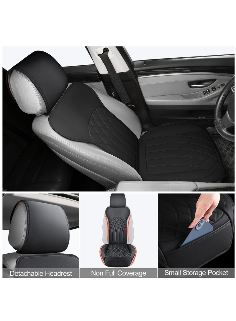 Excefore 1 Pack Leather Front Car Seat Covers, Universal Sideless Car Seat Protectors with Storage Pocket and Seat Belt Pads, Waterproof Automotive Seat Cover for Cars Trucks SUV, Black - Image 4