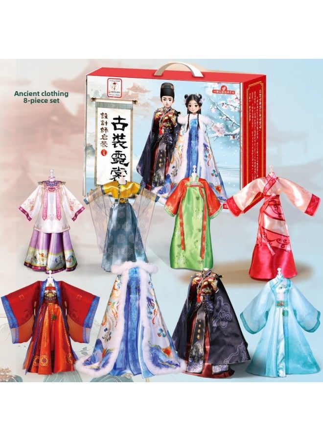 Children's Day Gift For Girls Birthday Handmade DIY Children's Clothing Making Material Bag Clothes Design Toys For Men-Color:8 Sets Of Ancient Chinese Clothes  - Image 1