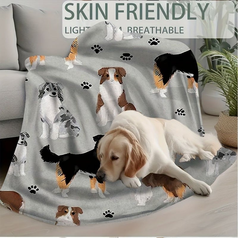 1 قطعة من بطانية ناعمة أحادية الجانب غير مطبوعة بنمط سلس لسلالة كلاب الراعي الأسترالي، بعدد خيوط عالي يزيد عن 100، خفيفة الوزن لجميع الفصول مقاس 50×60 بوصة، مناسبة للمنزل والتخييم والسفر، هدية مثالية لعشاق الكلاب والديكور. - Image 5
