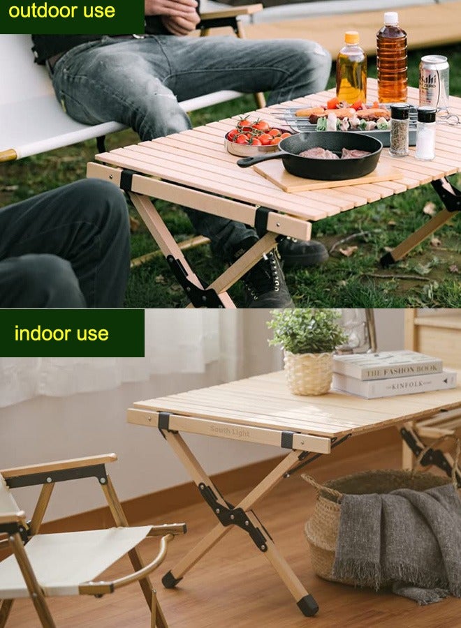 Occuwzz Portable Folding Wooden Travel Camping Table for Outdoor Picnic BBQ and Hiking with Carry Bag  - Image 2