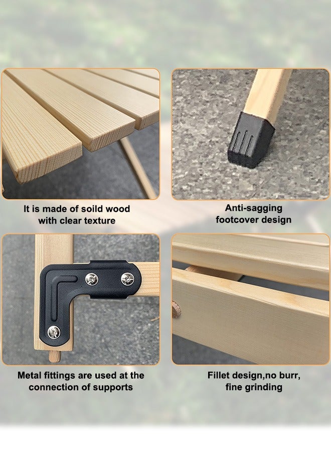 Occuwzz Portable Folding Wooden Travel Camping Table for Outdoor Picnic BBQ and Hiking with Carry Bag  - Image 3