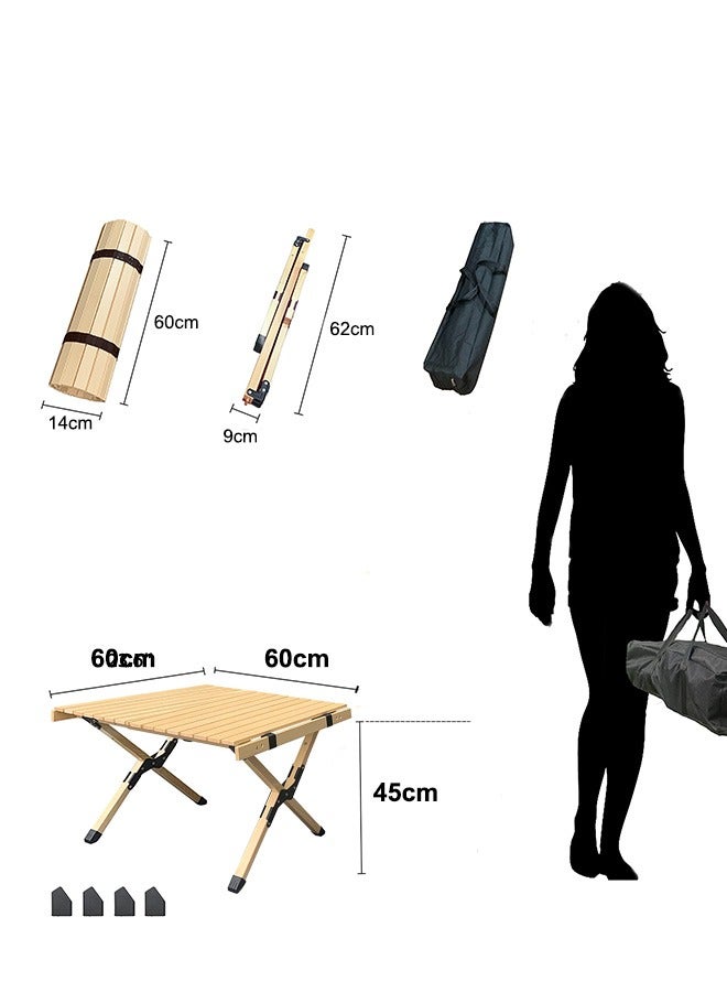 Occuwzz Portable Folding Wooden Travel Camping Table for Outdoor Picnic BBQ and Hiking with Carry Bag  - Image 5