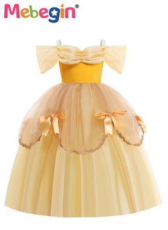 MEBEGIN Princess Dress, Elegant Princess Dress Up Costume for Girls, Gorgeous Princess Tutu with Off Shoulder and Spaghetti Straps Design, Made of Breathable Soft Polyester, Great for Fancy Dress Parties, Birthdays, Prom Outfits and Cosplay Activities  - Image 2