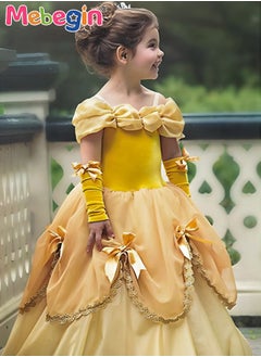 MEBEGIN Princess Dress, Elegant Princess Dress Up Costume for Girls, Gorgeous Princess Tutu with Off Shoulder and Spaghetti Straps Design, Made of Breathable Soft Polyester, Great for Fancy Dress Parties, Birthdays, Prom Outfits and Cosplay Activities  - Image 4