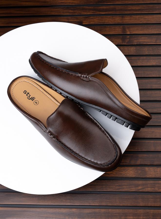 Styli Faux Leather Slip On Mules  - Image 1